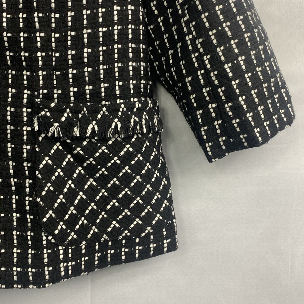 Judy Bond Blazer Womens 16 Tweed Black Check Jacket Fringe Boucle Office Boxy - Picture 5 of 13